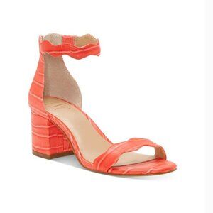 INC Hadwin Coral Scalloped Block Heel Zipper Sandals Size 8 NIB